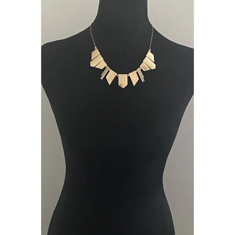 J. Crew Gold Tone Modern Art Deco Statement Necklace